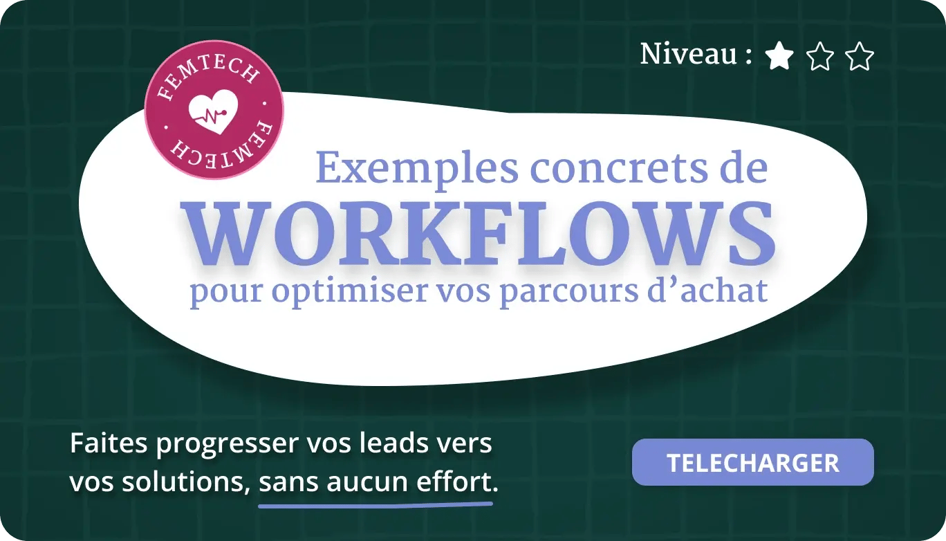 Bouton d'appel à l'action pour télécharger les exemples de workflows visant à optimiser son parcours d'achat dans la FemTech